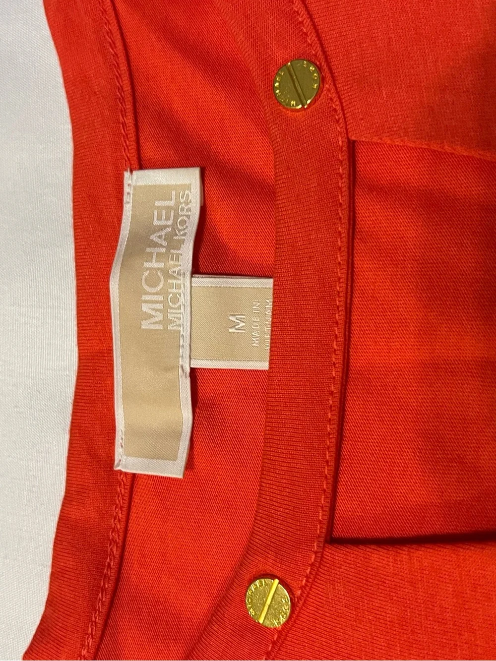 Michael Kors Short Sleeve V-Notch Top in Orange